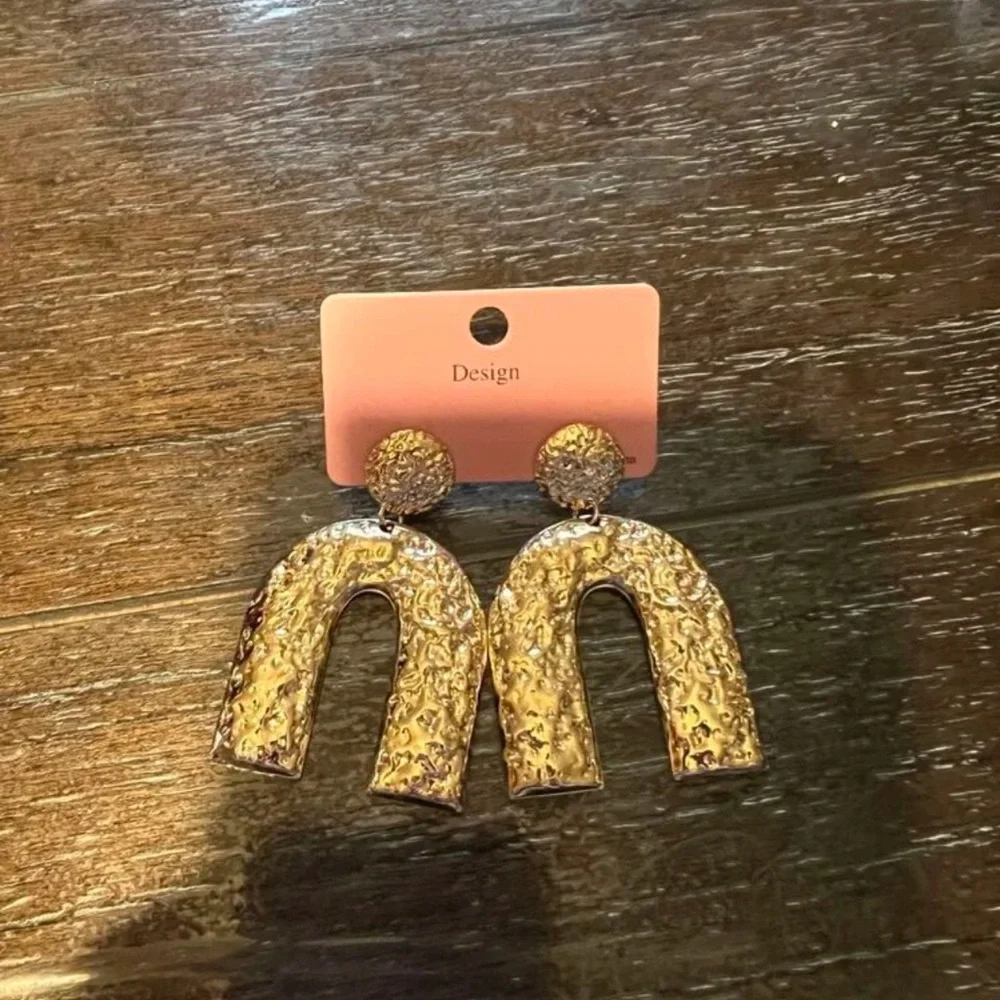Gold Arch Geometric Drop Earrings